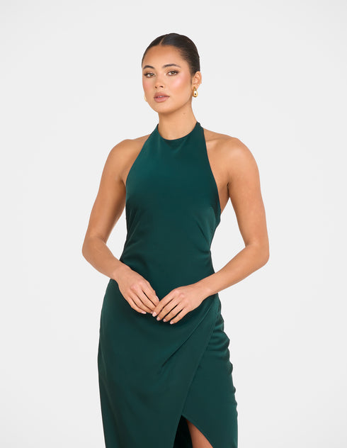 Niala Halter Satin Maxi Dress